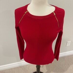 INC International Concepts Red Sweater with Gold Zippers